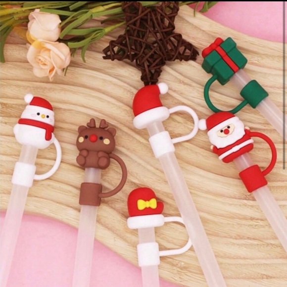 6pc Christmas Straw Toppers Silicone (Stocking Stuffer) ππ
π§βπ - Picture 1 of 2